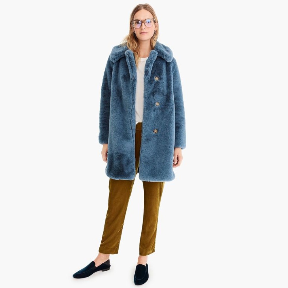 J.Crew Blue Faux Women’s Jacket K3099 Coat Size: XXL